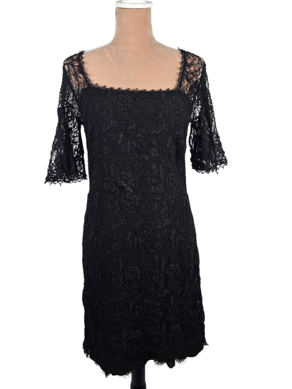 Escada Lace Panel Dress Black Size Small